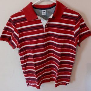 Gap Boys Size 10 Red White Blue Striped Polo